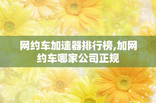 网约车加速器排行榜,加网约车哪家公司正规